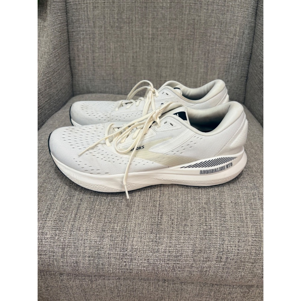 Brooks Adrenaline GTS 24 Mens White Cream Black Running Shoes Size 12